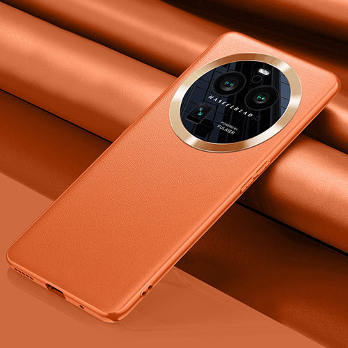 Soft Luxury Leather Snap On Case Cover QK2 for Oppo Find X6 Pro 5G Orange