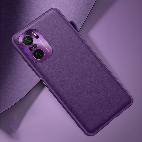 Soft Luxury Leather Snap On Case Cover QK2 for Xiaomi Redmi K40 5G Purple