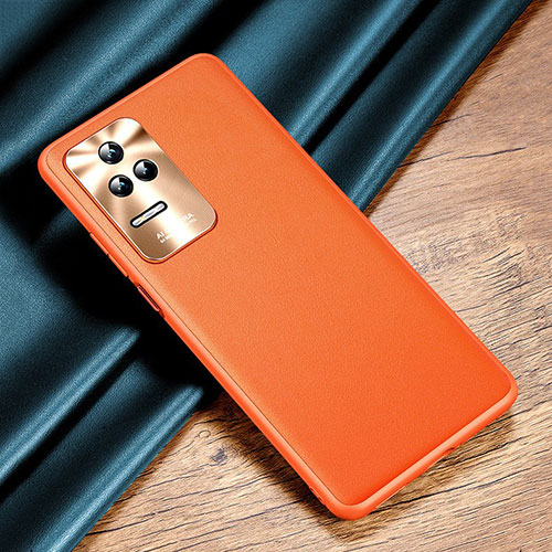 Soft Luxury Leather Snap On Case Cover QK2 for Xiaomi Redmi K50 5G Orange