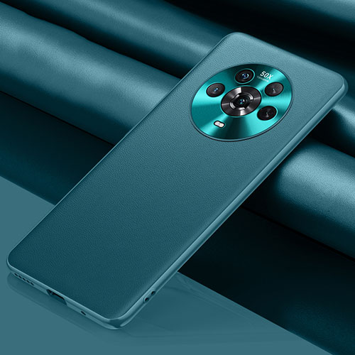 Soft Luxury Leather Snap On Case Cover QK4 for Huawei Honor Magic4 5G Cyan