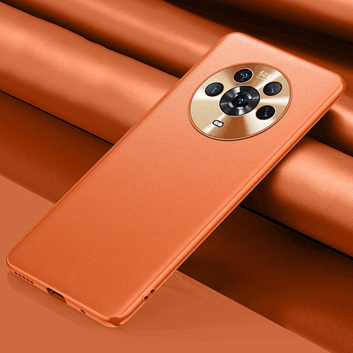 Soft Luxury Leather Snap On Case Cover QK4 for Huawei Honor Magic4 5G Orange