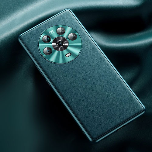 Soft Luxury Leather Snap On Case Cover QK5 for Huawei Honor Magic4 5G Cyan