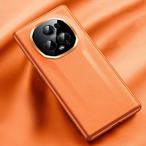 Soft Luxury Leather Snap On Case Cover QK5 for Huawei Honor Magic5 Ultimate 5G Orange