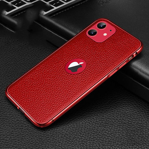 Soft Luxury Leather Snap On Case Cover R01 for Apple iPhone 11 Red