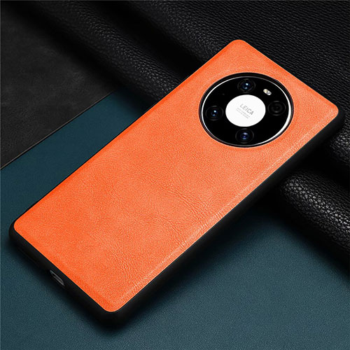 Soft Luxury Leather Snap On Case Cover R01 for Huawei Mate 40 Orange