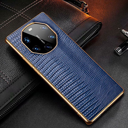 Soft Luxury Leather Snap On Case Cover R01 for Huawei Mate 40 RS Blue