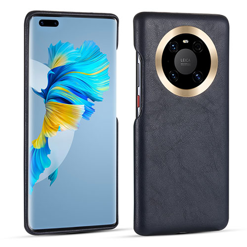 Soft Luxury Leather Snap On Case Cover R01 for Huawei Mate 40E Pro 5G Navy Blue