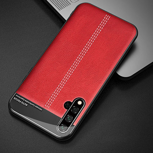 Soft Luxury Leather Snap On Case Cover R01 for Huawei Nova 5 Pro Red