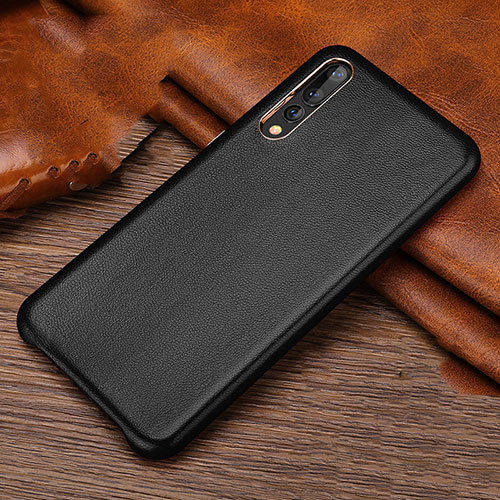 Soft Luxury Leather Snap On Case Cover R01 for Huawei P20 Pro Black