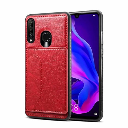 Soft Luxury Leather Snap On Case Cover R01 for Huawei P30 Lite New Edition Red