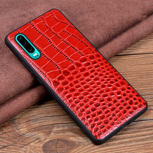 Soft Luxury Leather Snap On Case Cover R01 for Huawei P30 Red