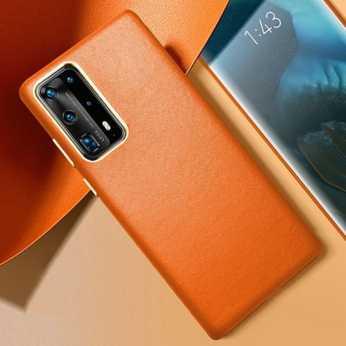 Soft Luxury Leather Snap On Case Cover R01 for Huawei P40 Pro+ Plus Orange