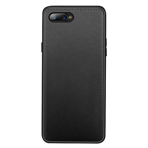 Soft Luxury Leather Snap On Case Cover R01 for Oppo K1 Black