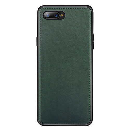 Soft Luxury Leather Snap On Case Cover R01 for Oppo K1 Green