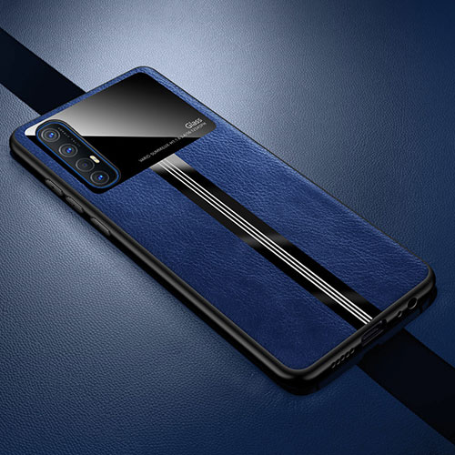 Soft Luxury Leather Snap On Case Cover R01 for Oppo Reno3 Pro Blue