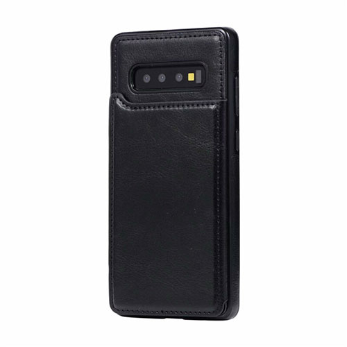 Soft Luxury Leather Snap On Case Cover R01 for Samsung Galaxy S10 Plus Black