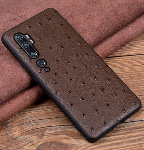 Soft Luxury Leather Snap On Case Cover R01 for Xiaomi Mi Note 10 Brown