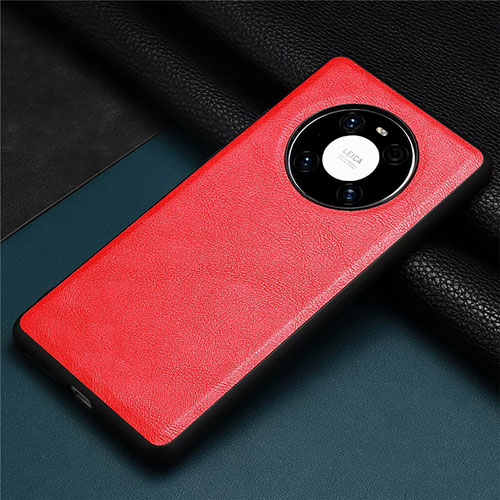 Soft Luxury Leather Snap On Case Cover R02 for Huawei Mate 40 Pro Red