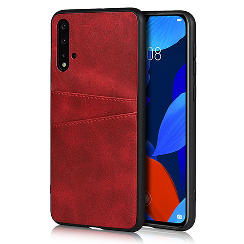 Soft Luxury Leather Snap On Case Cover R02 for Huawei Nova 5 Pro Red