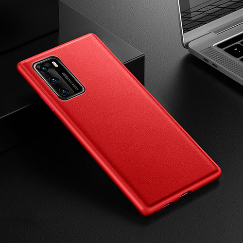 Soft Luxury Leather Snap On Case Cover R02 for Huawei P40 Red