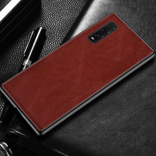 Soft Luxury Leather Snap On Case Cover R02 for Oppo Find X2 Red