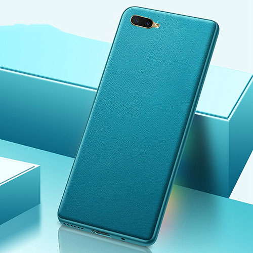 Soft Luxury Leather Snap On Case Cover R02 for Oppo K1 Cyan