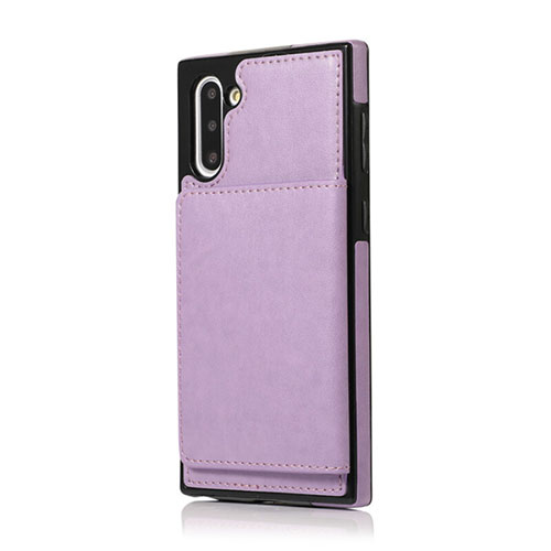 Soft Luxury Leather Snap On Case Cover R02 for Samsung Galaxy Note 10 5G Purple