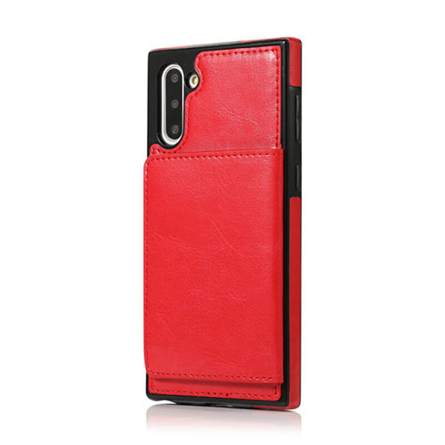 Soft Luxury Leather Snap On Case Cover R02 for Samsung Galaxy Note 10 5G Red