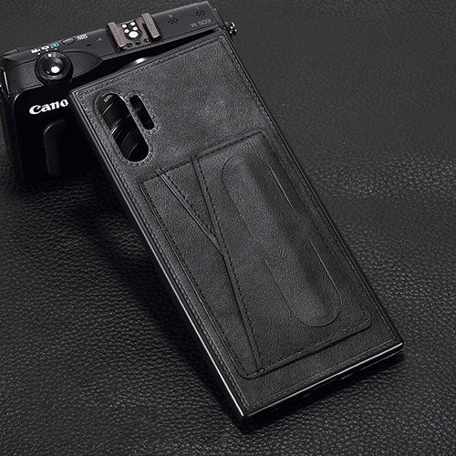 Soft Luxury Leather Snap On Case Cover R02 for Samsung Galaxy Note 10 Plus 5G Black