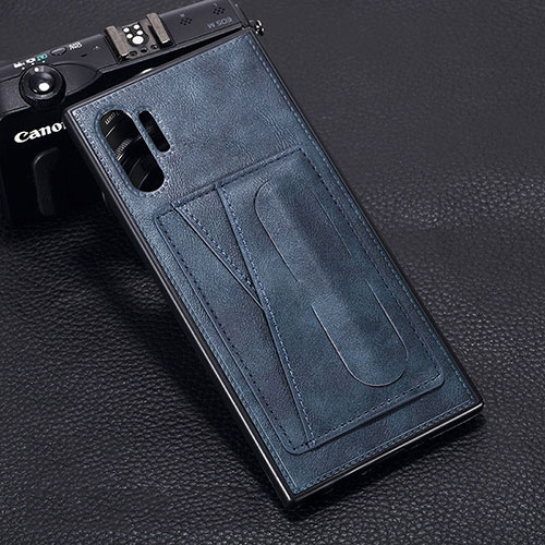 Soft Luxury Leather Snap On Case Cover R02 for Samsung Galaxy Note 10 Plus Blue