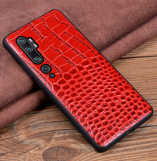 Soft Luxury Leather Snap On Case Cover R02 for Xiaomi Mi Note 10 Red