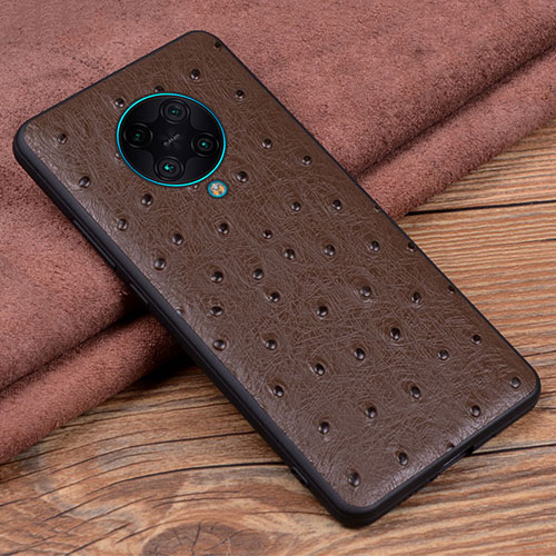 Soft Luxury Leather Snap On Case Cover R02 for Xiaomi Redmi K30 Pro 5G Brown