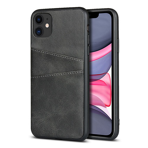 Soft Luxury Leather Snap On Case Cover R03 for Apple iPhone 11 Black