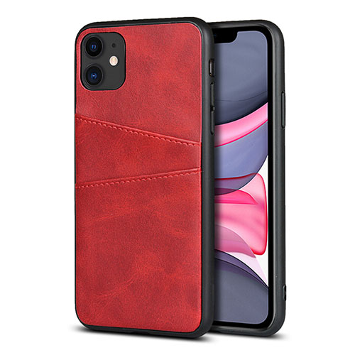 Soft Luxury Leather Snap On Case Cover R03 for Apple iPhone 11 Red