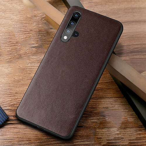 Soft Luxury Leather Snap On Case Cover R03 for Huawei Honor 20 Brown