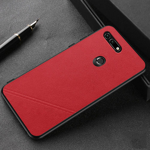 Soft Luxury Leather Snap On Case Cover R03 for Huawei Honor V20 Red