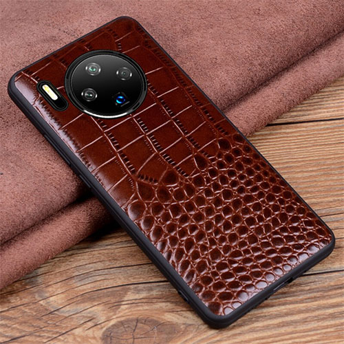 Soft Luxury Leather Snap On Case Cover R03 for Huawei Mate 30 Brown