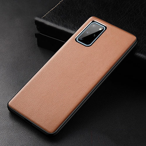 Soft Luxury Leather Snap On Case Cover R03 for Samsung Galaxy S20 Plus Orange