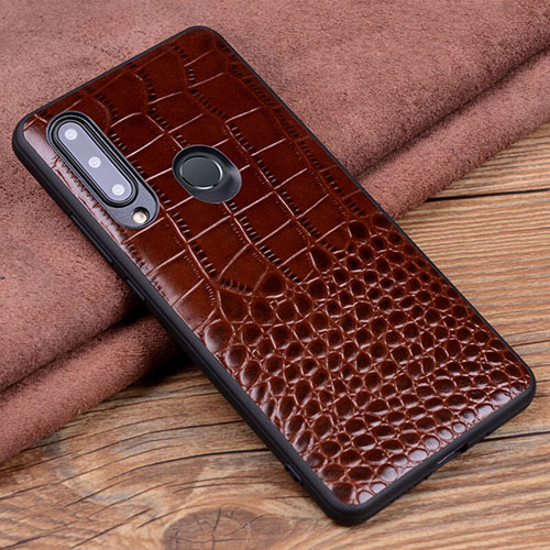 Soft Luxury Leather Snap On Case Cover R04 for Huawei Honor 10i Brown