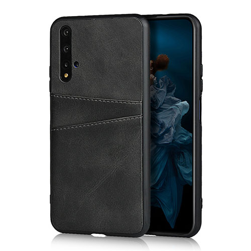 Soft Luxury Leather Snap On Case Cover R04 for Huawei Honor 20 Black