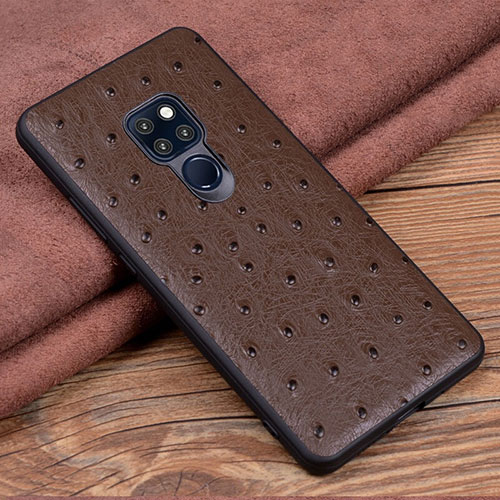 Soft Luxury Leather Snap On Case Cover R04 for Huawei Mate 20 X 5G Brown