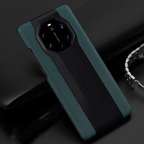 Soft Luxury Leather Snap On Case Cover R04 for Huawei Mate 40 RS Midnight Green