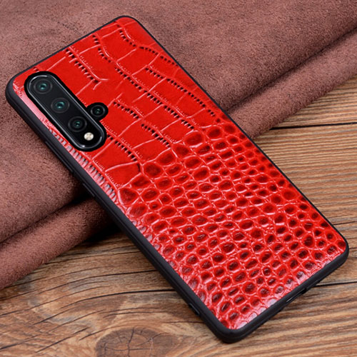 Soft Luxury Leather Snap On Case Cover R04 for Huawei Nova 5 Red