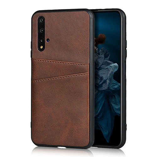 Soft Luxury Leather Snap On Case Cover R04 for Huawei Nova 5T Brown