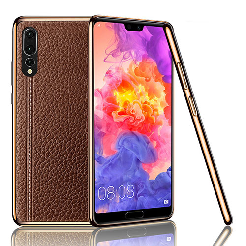 Soft Luxury Leather Snap On Case Cover R04 for Huawei P20 Pro Brown