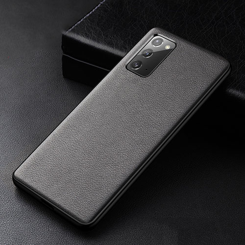 Soft Luxury Leather Snap On Case Cover R04 for Samsung Galaxy Note 20 5G Black