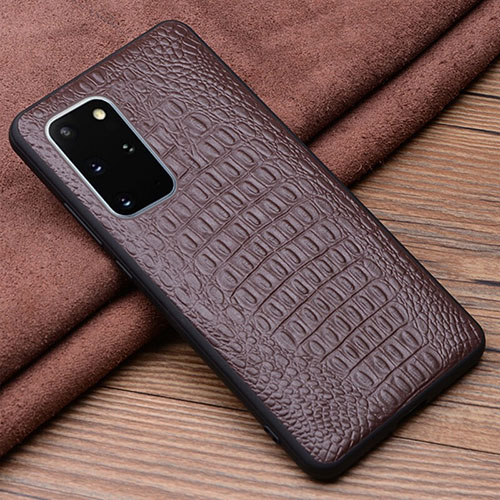 Soft Luxury Leather Snap On Case Cover R04 for Samsung Galaxy S20 Plus 5G Brown