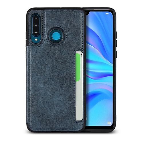 Soft Luxury Leather Snap On Case Cover R05 for Huawei Nova 4e Blue