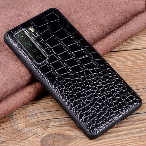 Soft Luxury Leather Snap On Case Cover R05 for Huawei Nova 7 SE 5G Black