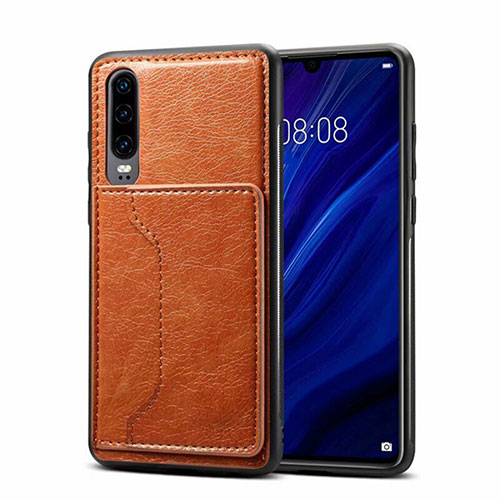 Soft Luxury Leather Snap On Case Cover R05 for Huawei P30 Orange